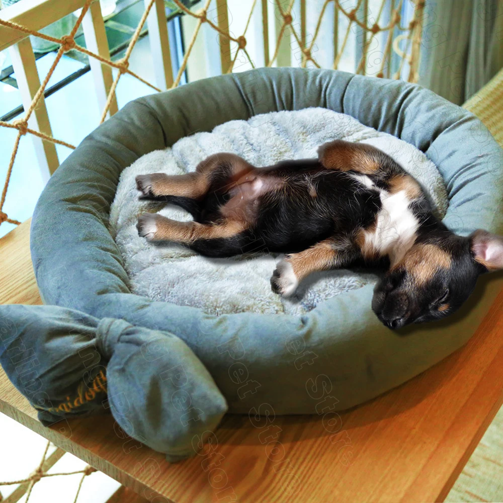 Съемный хлопковый коврик для собак кровати средних и мелких Donut пушистые