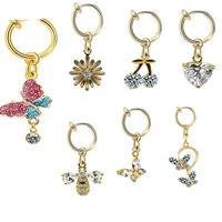 faux body piercing jewelry crystal butterfly clip on navel rings bee fake belly button rings for women fake belly piercing