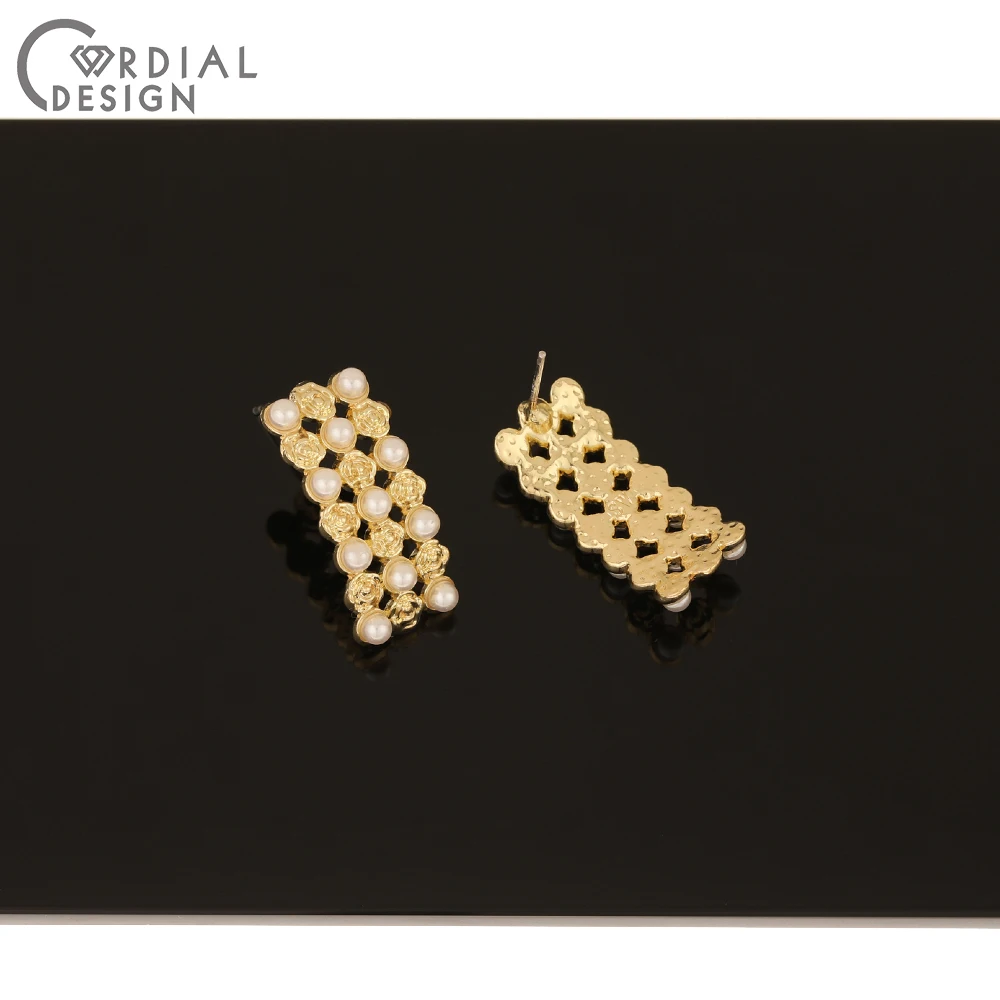 

Cordial Design 50Pcs 12*26MM Jewelry Findings & Components/Imitation Pearl/Rectangle Shape/Jewelry Accessories/DIY/Earrings Stud