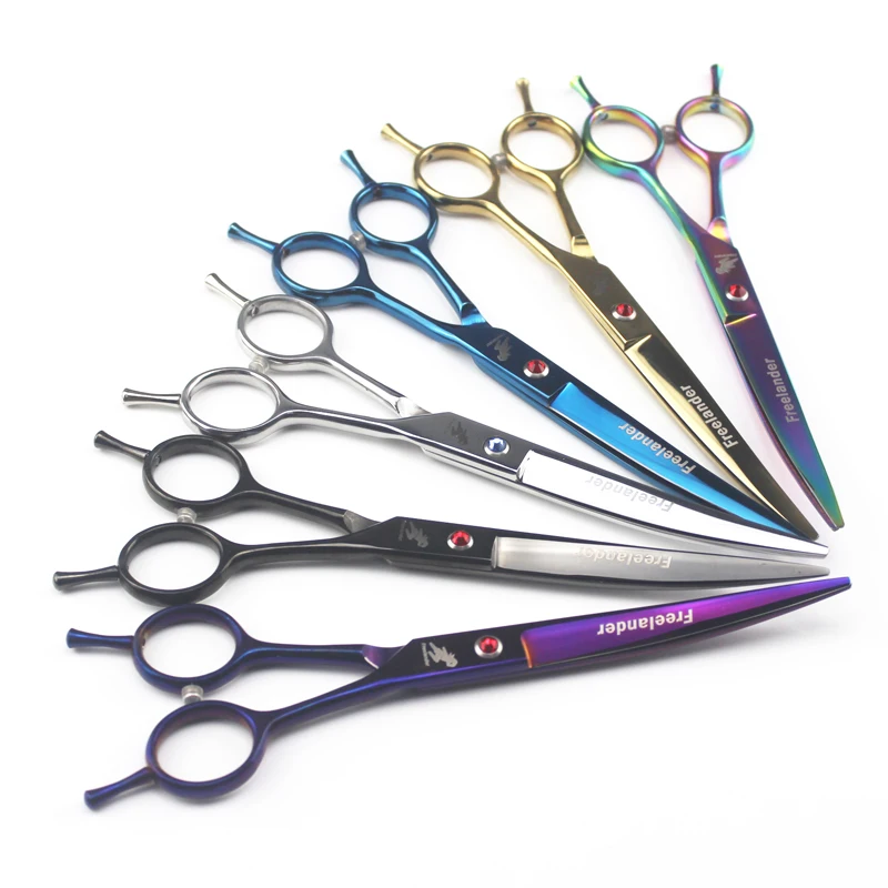 

7.0 inch professional scissors dog pet grooming polishing tool animal hair double tail curved scissors up and down scissors