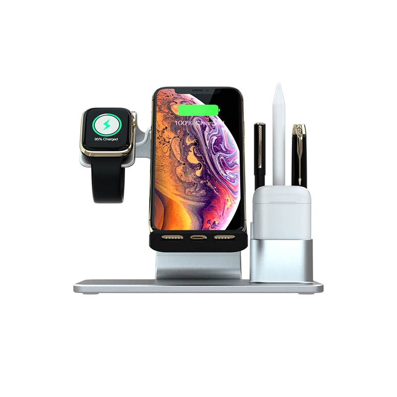 10 Вт Qi Беспроводное зарядное устройство для iPhone X XS XR 8 Plus Быстрая зарядка быстрая док-станция для Apple Watch Airpods Cargador Inalambrico