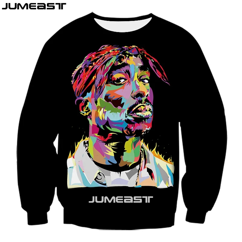 Jumeast мужская и женская трехмерная толстовка суперзвезда Тупак большие размеры