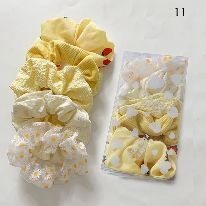 

8PCS/Pack Women Elastic Hair Bands Cute Hair Ties Set Polka Dot Plaid Print Silky Scrunchie Set POnytail Holder Hair Accessories