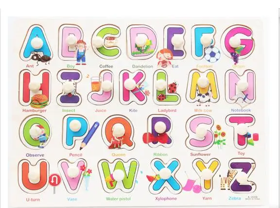 Alphabet DC 1 шт. деревянная цифровая буква фруктовая ручная захватывающая Головоломка детская деревянная игрушка, подарок Когнитивное раннее образование YJN - Цвет: Alphabet DC