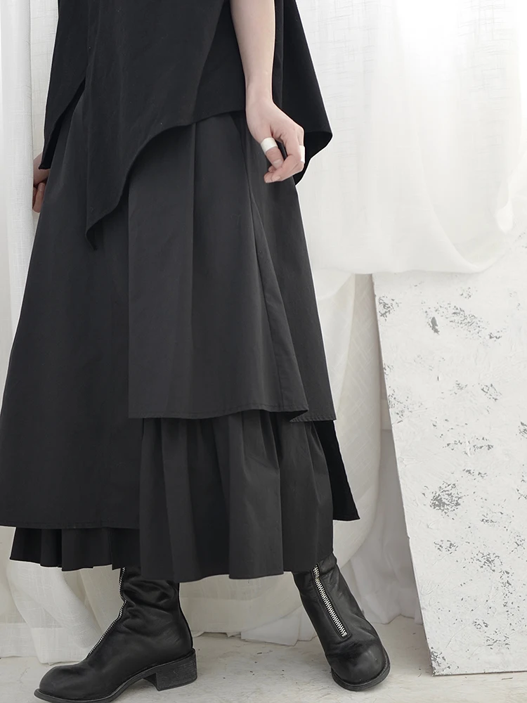 Yamamoto Style Dark half-length Skirt Female Spring and autumn personality irregular design feeling minority a-line dress