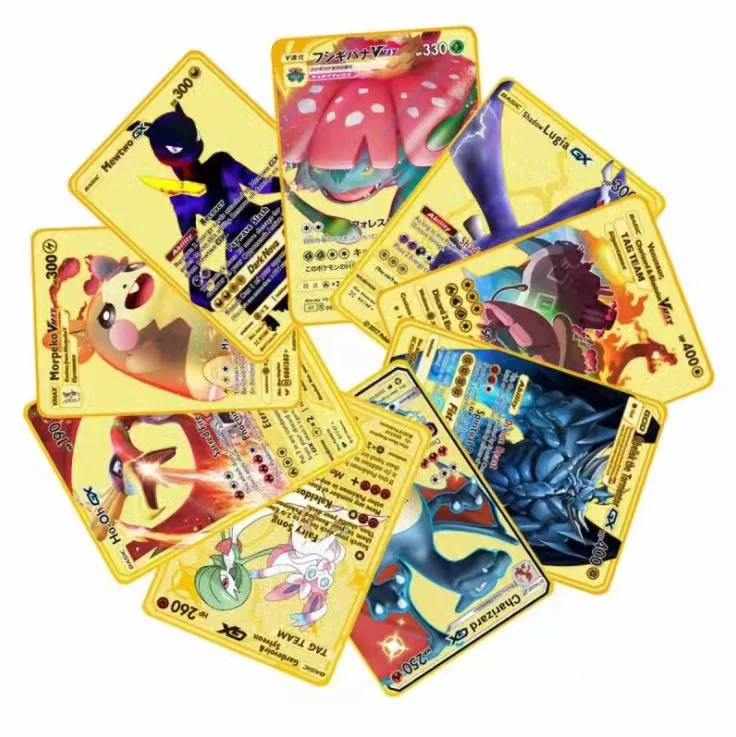 Покемон золотые металлические карты аниме Боевая карточка Charizard Pikachu коллекция