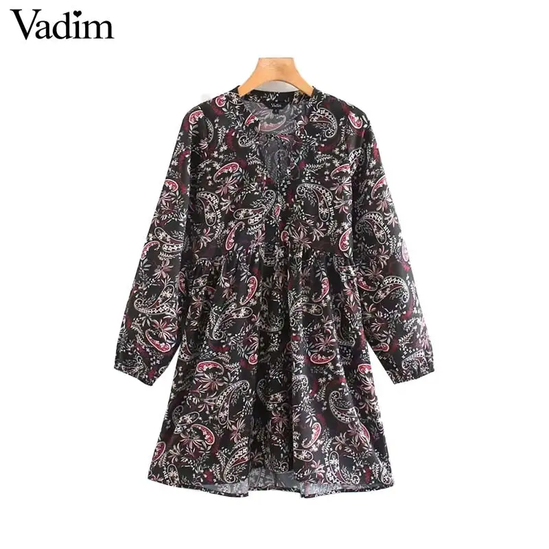 Vadim женское Плиссированное мини-платье с цветочным принтом пейсли завязками