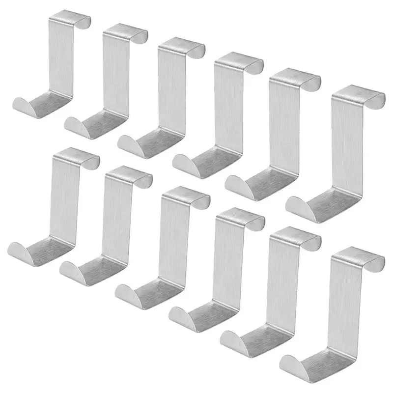 

Pack of 12 Stainless Steel Over Door Hooks Hanger Over Cupboard Hooks Drawer Hook for Office and Kitchen (2cm to 4.5cm Door or D