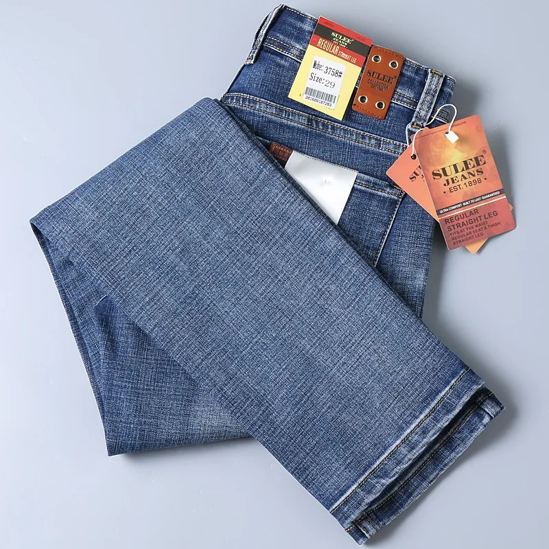 

Джинсы Sulee мужские зауженные, хлопковые Стрейчевые брюки из денима, ковбойские деловые джинсы, хорошее качество, 2020