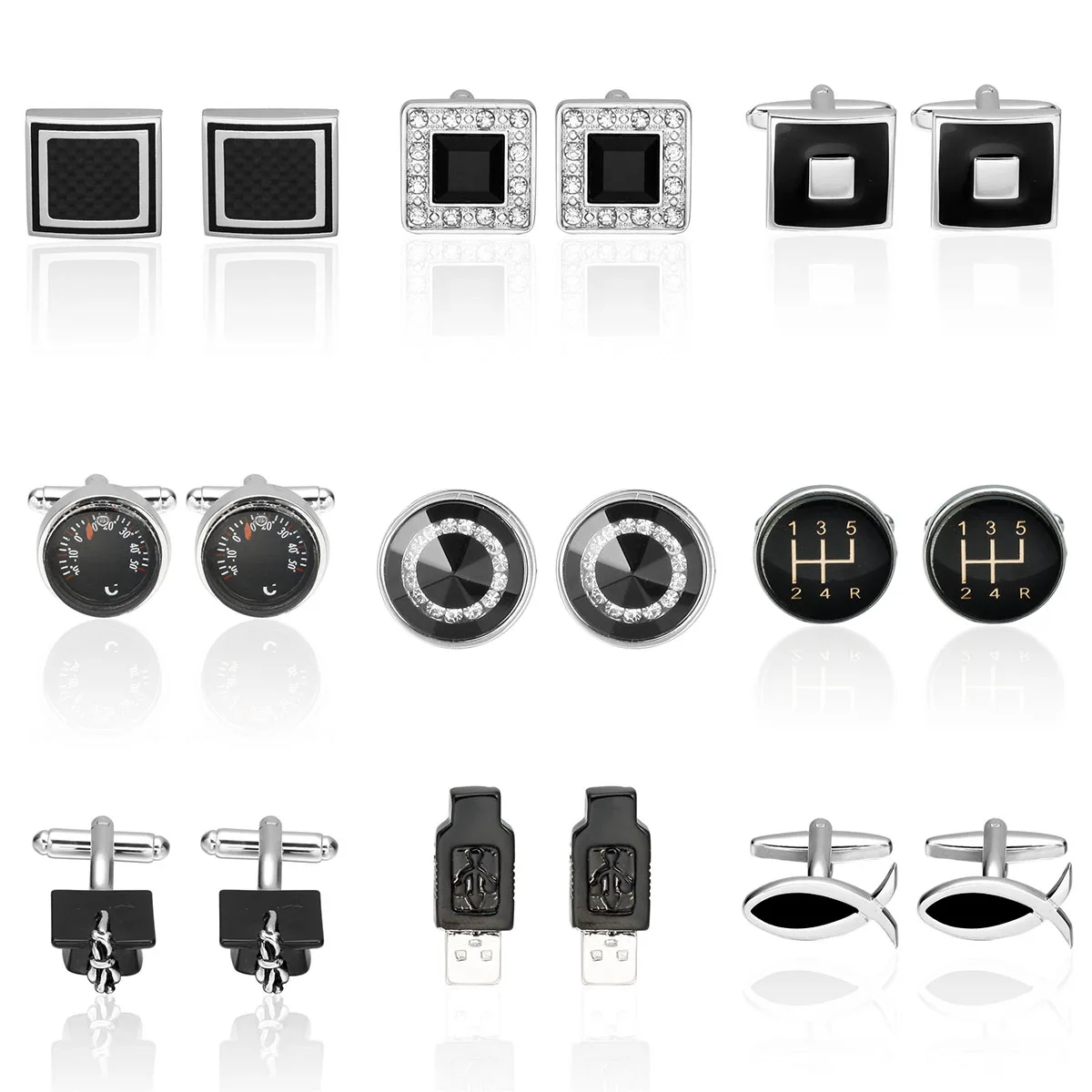 

Novelty fashion shirt cufflink Golf gun Boxing glove Gamblers dice design hotsale copper material cufflinks whoelsale&retail