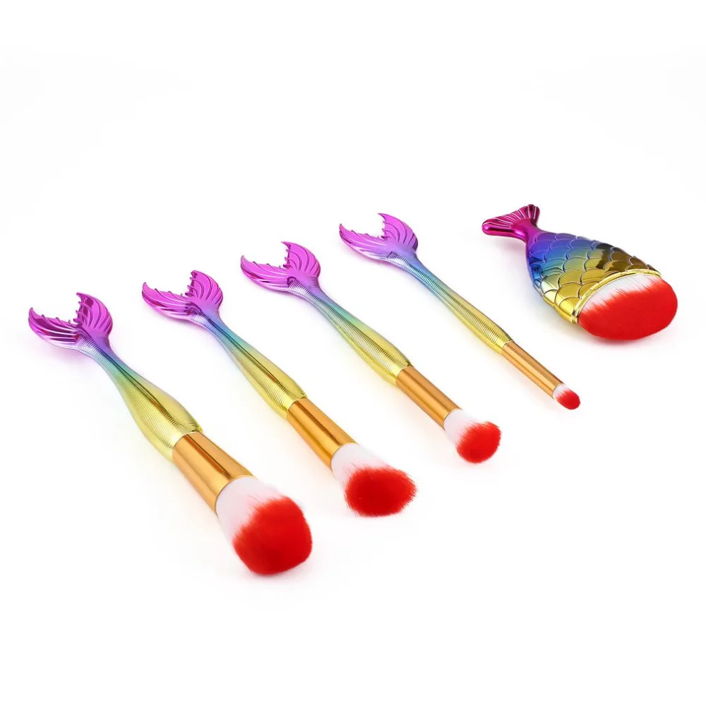 5 шт./компл. рыбий хвост красочные косметические кисти для лица набор макияжа