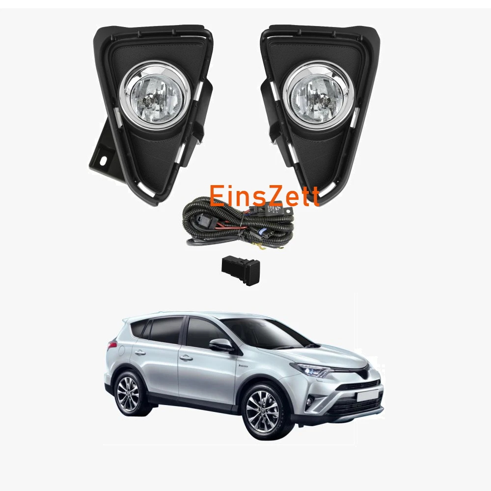 

1 комплект автомобильных противотуманных фар в сборе для Toyota RAV4 2016 ~ 2018, передний бампер, дневсветильник с проводным переключателем