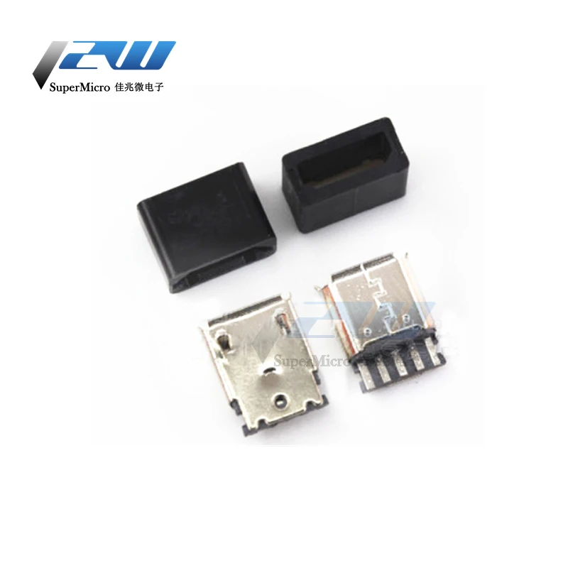 10 шт./лот Micro USB Женский припой тип провода 5P гнездо майка с пластиковой оболочкой