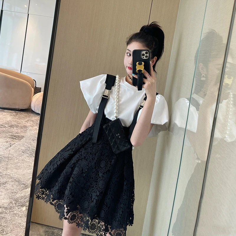 Тяжелая Водорастворимая кружевная юбка на бретельках женский летний модный