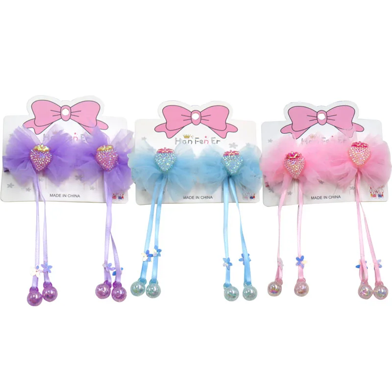 6 шт./3 карты милые клубники элегантный сетчатый зажим для маленьких девочек