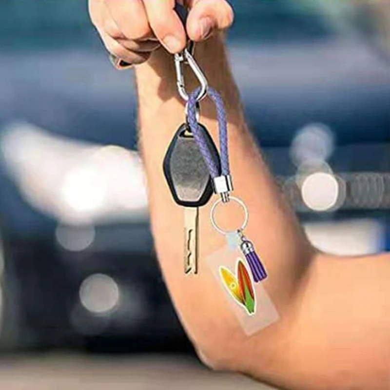 

T8DE Acrylic Keychain Blanks 144Pcs Clear Keychains Including 4 Shapes 32pcs Acrylic Blanks 32pcs Key Rings 24pcs Key Chain