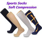 Мужские и женские мужские Компрессионные носки, подходят для спорта, черные Компрессионные носки для снятия усталости, облегчения боли, высокие чулки до колена, спортивные носки