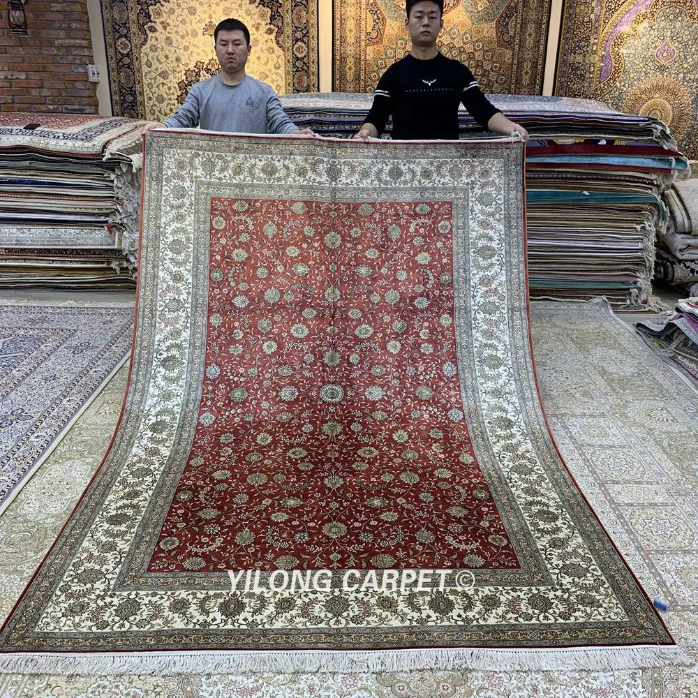 Yilong 6 'x 9' красный Шелковый Ковер hereke персидский шелковый ковер ручной работы