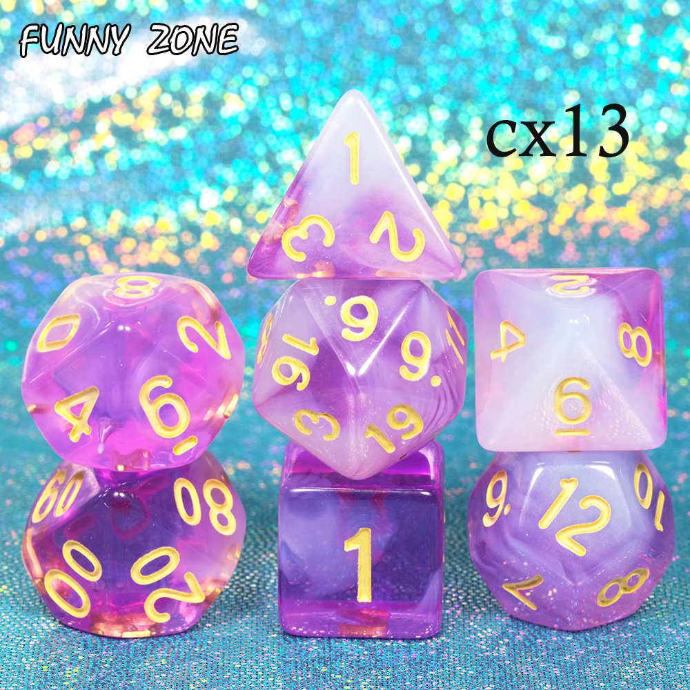 7 шт. многогранные прозрачные/полупрозрачные белые игральные кости|Кубики| |