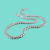 8 10mm cold cuban necklace chain hip hop jewelry collar 925 silver mens rapper fashion sterling silver necklace link collana