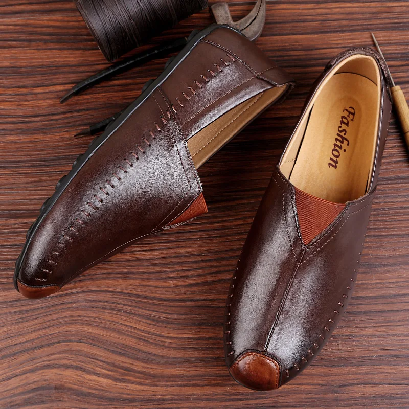 

Italian Men Shoes Casual Luxury Brand Summer Men Loafers handmade sewing Genuine Leather Moccasins Breathable Slip on Boat Shoes