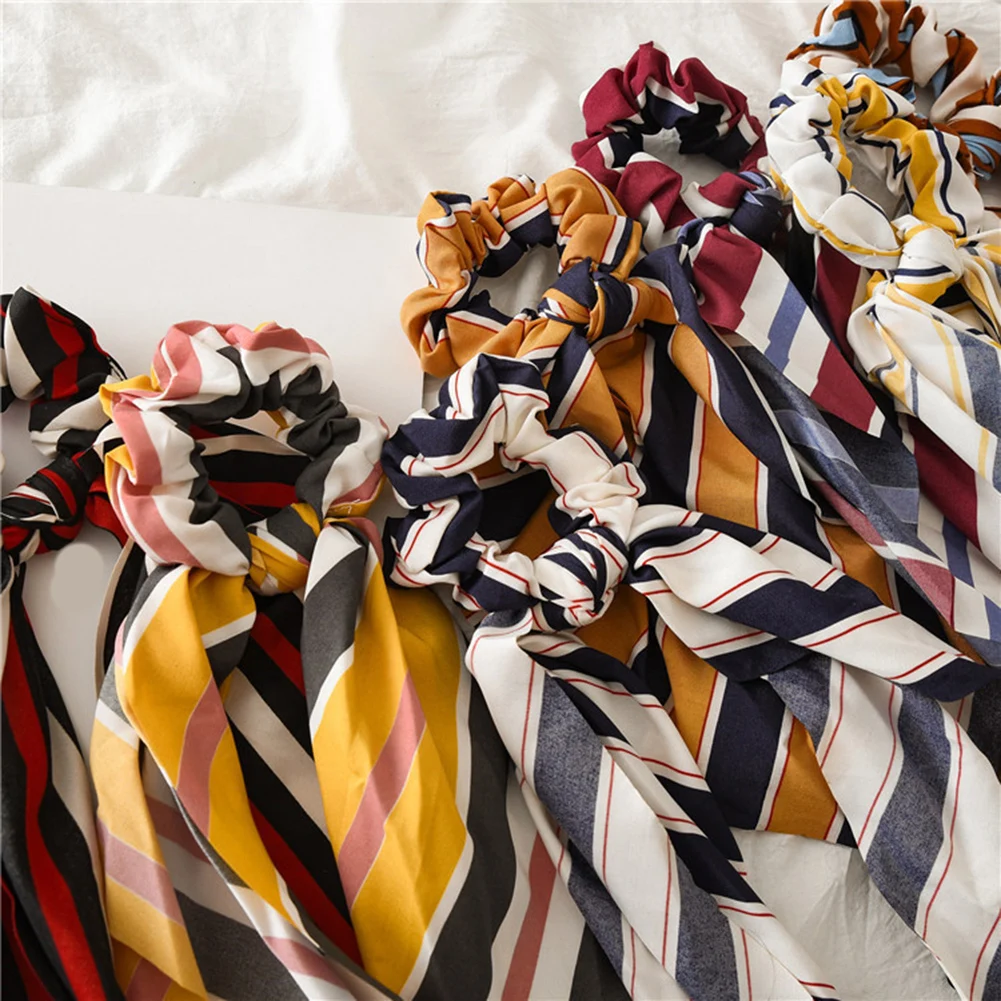 Богемный полосатый круглый УЗЕЛКОВЫЙ резной шарф для волос эластичная резинка