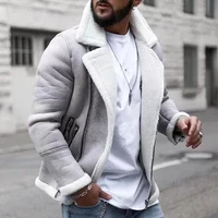 men jacket 2021 autumn winter new solid color thicken warm solid color zipper long sleeve lapel western style fashion casual