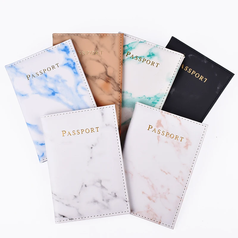 

Marble Artificial Leather Passport Holder Men Women Travel Business ID Credit Card Wallet Cover Case with Storage Pocket