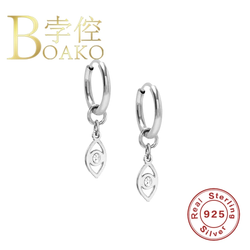 

BOAKO 925 Sterling Silver Earrings For Women 2020 Eye Diamond Drop Earrings Pendientes Brincos Arete Fine Jewelry For Girls Gift