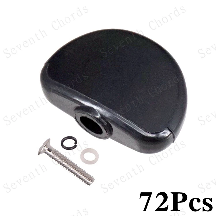 

72 Pcs Black Plastic Guitar Tuning Pegs Tuners Machine Heads Replacement Buttons knobs Handle Cap (Big Semicircle shape)