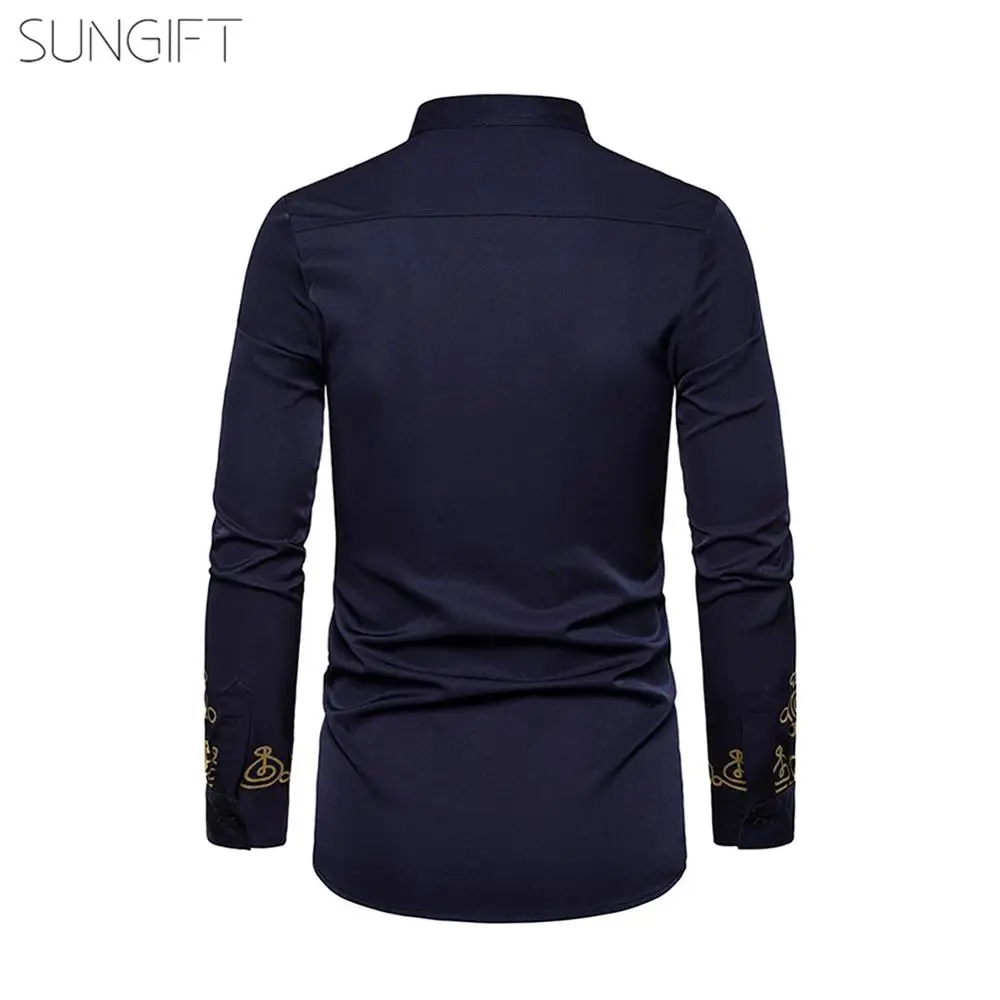 SUNGIFT африканская стильная стойка воротник с пуговицами рубашка для мужчин