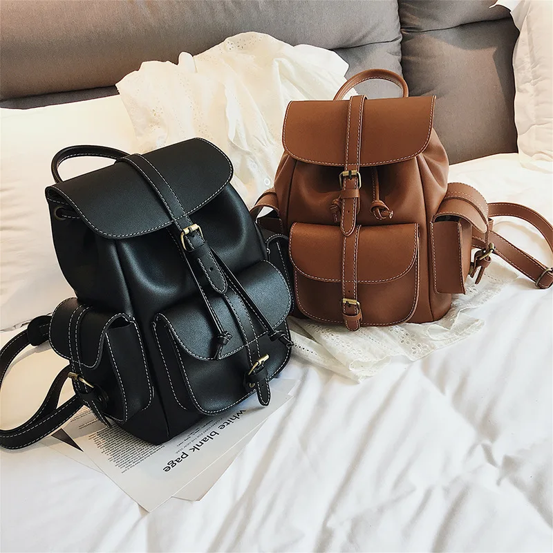 Стильный кожаный рюкзак для путешествий женская сумка Минималистичная