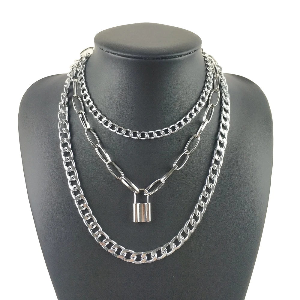 Новые многослойные звенья цепочка на шею замок в форме сердца женский мужской