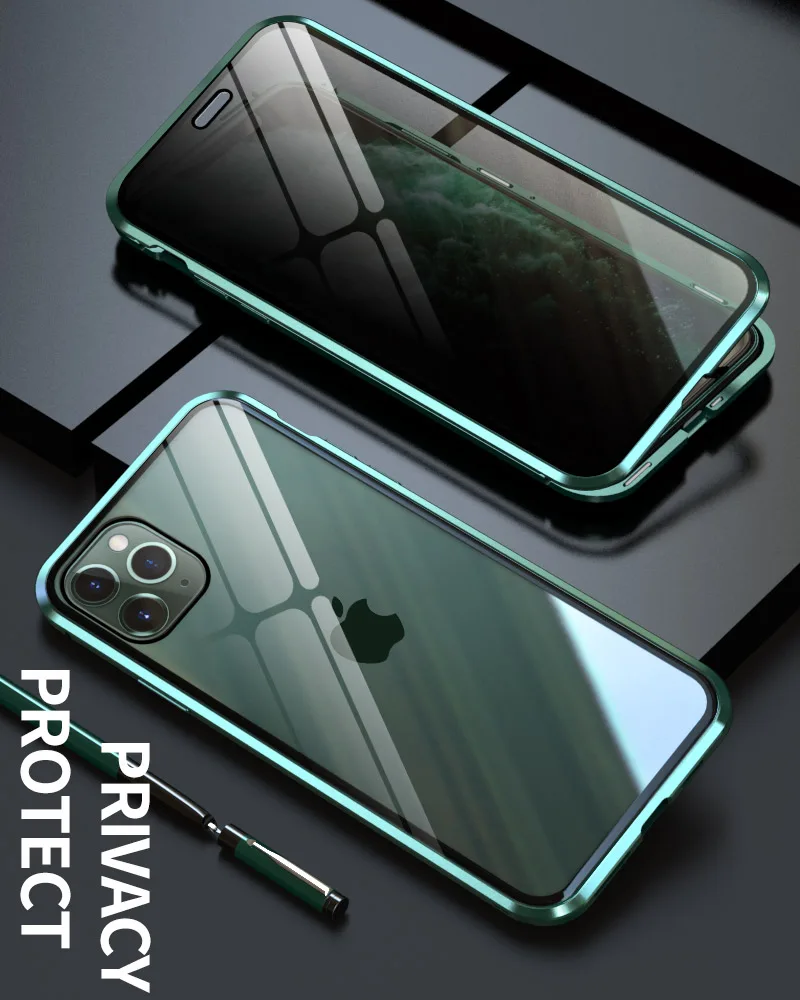 360 Защитный Магнитный чехол для iphone 11 Pro MAX Противоударная прозрачная стеклянная крышка металлическая рамка СПС iphone 11 Pro Роскошная Броня