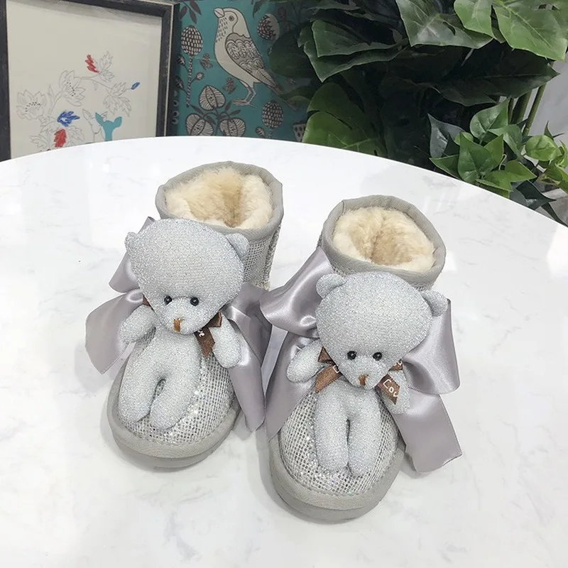 Осень зима Новые детские женские зимние ботинки с рисунками теплые хлопковые