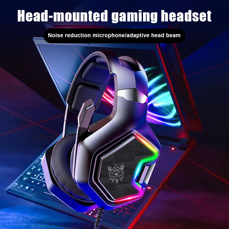

3.5mm Gaming Headset with Mic LED Luminous Headphones for PC Laptop Game Console EM88