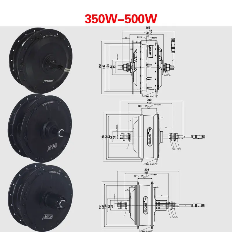 Мотор MXUS XF15F XF15R 36 В 350 Вт 48 в 500 высокоскоростной бесщеточный Шестеренчатый мотор