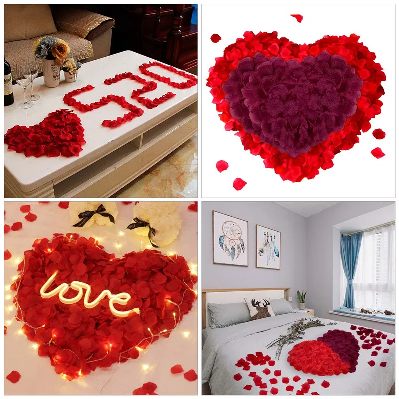 Искусственные лепестки роз 1000 шт романтические красочные шелковые цветов для