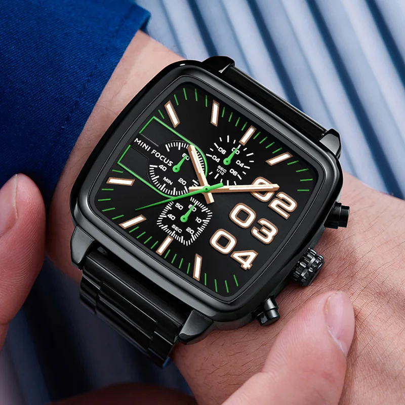 Часы хронограф мужские спортивные брендовые роскошные стальные Кварцевые