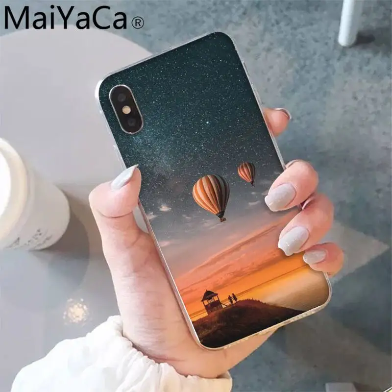 

MaiYaCa Hot Air Balloons Silicone Black Phone Case for iPhone 12 8 7 6 6S Plus X XS MAX 5 5S SE XR 12 11 pro promax