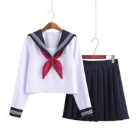 school dresses for girls white shirt with tie long sleeved navy sailor suit large size s 5xl anime form high school jk uniform