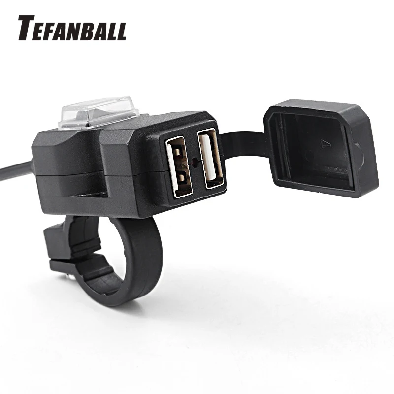 Dual USB Port 12V Waterproof Motorbike Motorcycle Handlebar Charger 5V 1A/2.1A Adapter Power Supply Socket for Phone Mobile