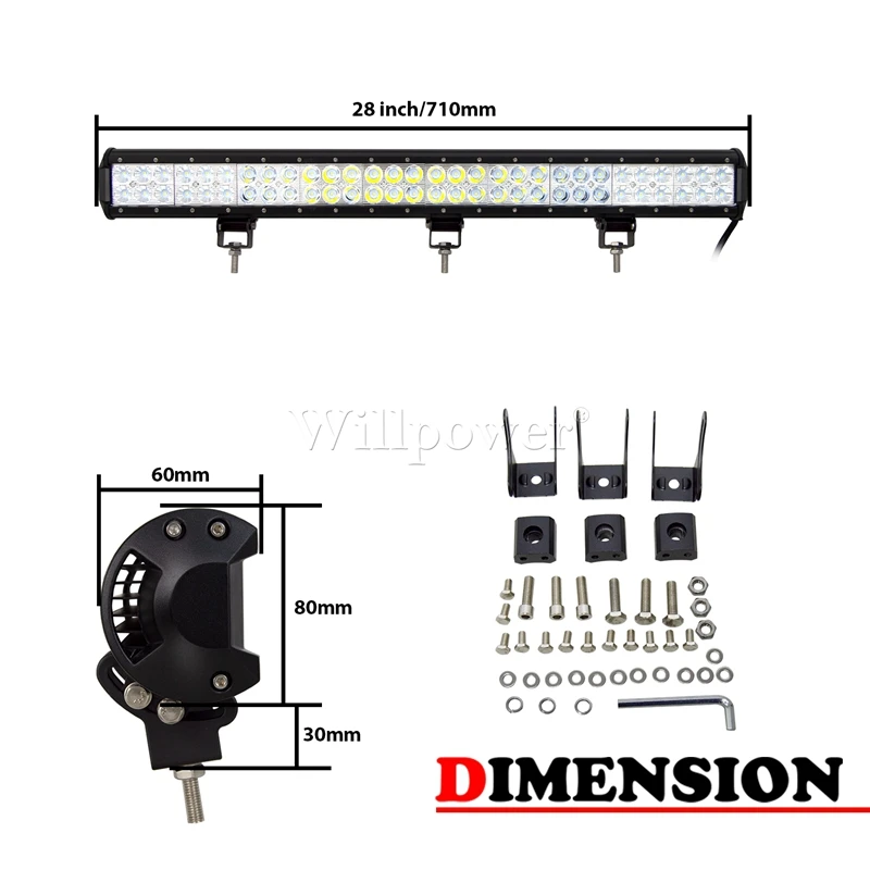 4x4 грузовик Bullbar 180W 28 "светодиодный светильник бар для Jeep Chevy Dodge внедорожника SUV