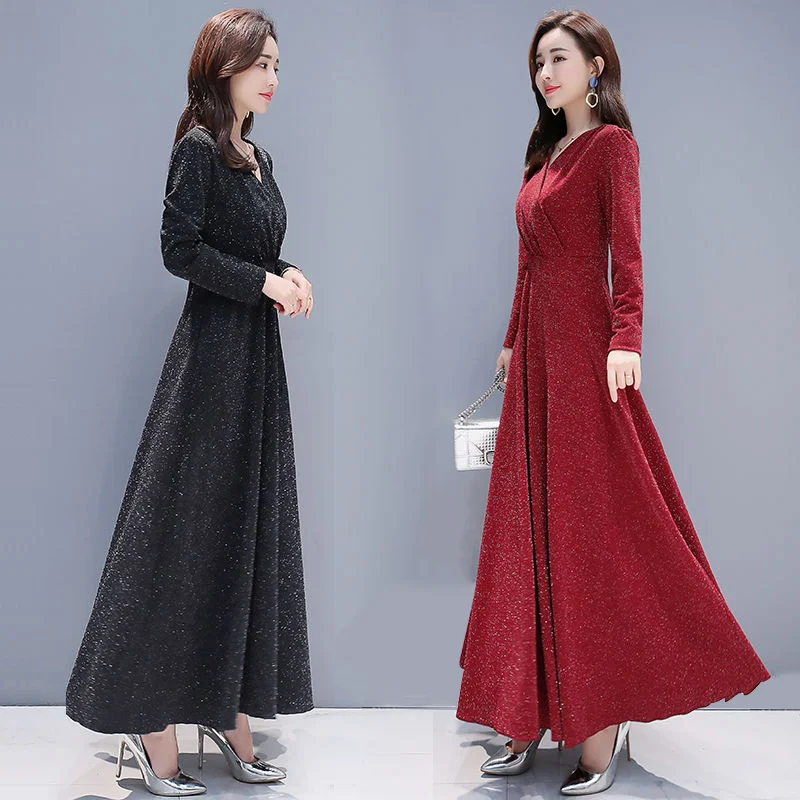 Элегантное блестящее Новое весеннее женское платье макси облегающее пикантное с