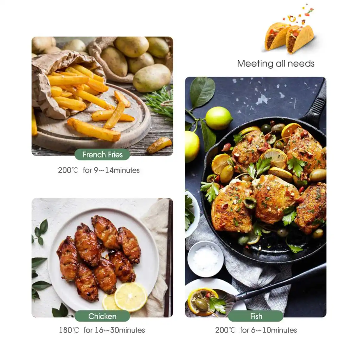 

1500W Air Fryer Multi-Functional Digital Health Cooker Timer Oven Low Fat Oil Free 6 Preset Food Grilling Roasting Deep Fryer