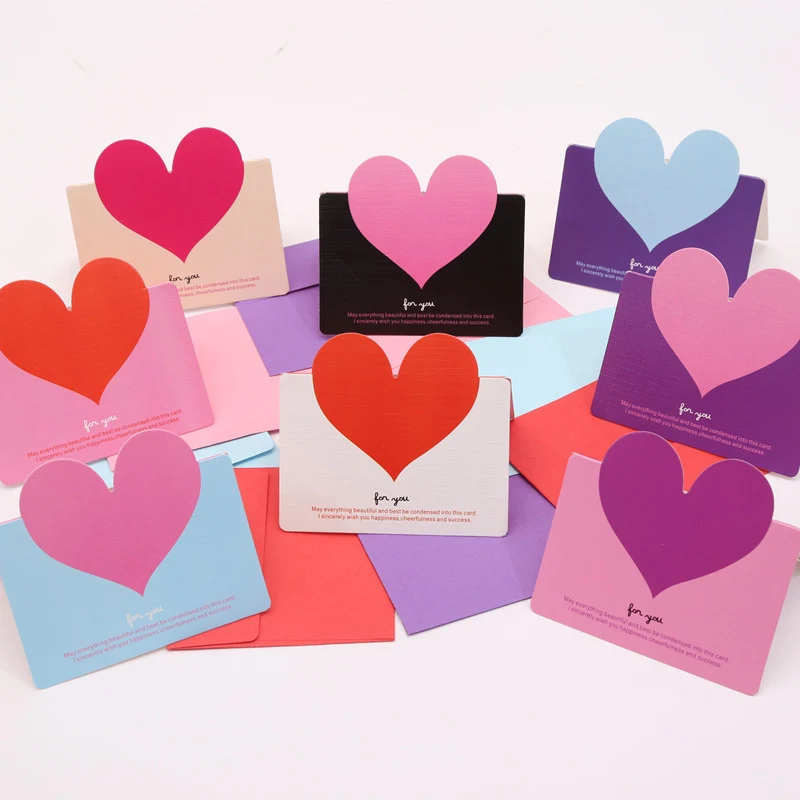 

10pcs/lot Greeting Card 3D Stereo Heart Design Cards For Valentines Day Creative DIY Valentines Day Gift Postcard Wedding Supply