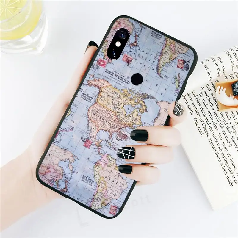 

world map Phone Case For Xiaomi Redmi note 7 8 9 t k30 max3 9 s 10 pro lite