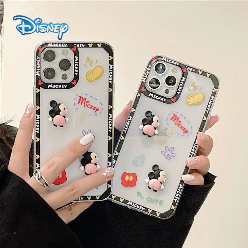 

Disney Mickey Funny 3D Cartoon Phone Case for iPhone 13 13Pro 12 12Pro 11 Pro X XS Max XR 7 8 Plus SE Kawaii Protective Cover