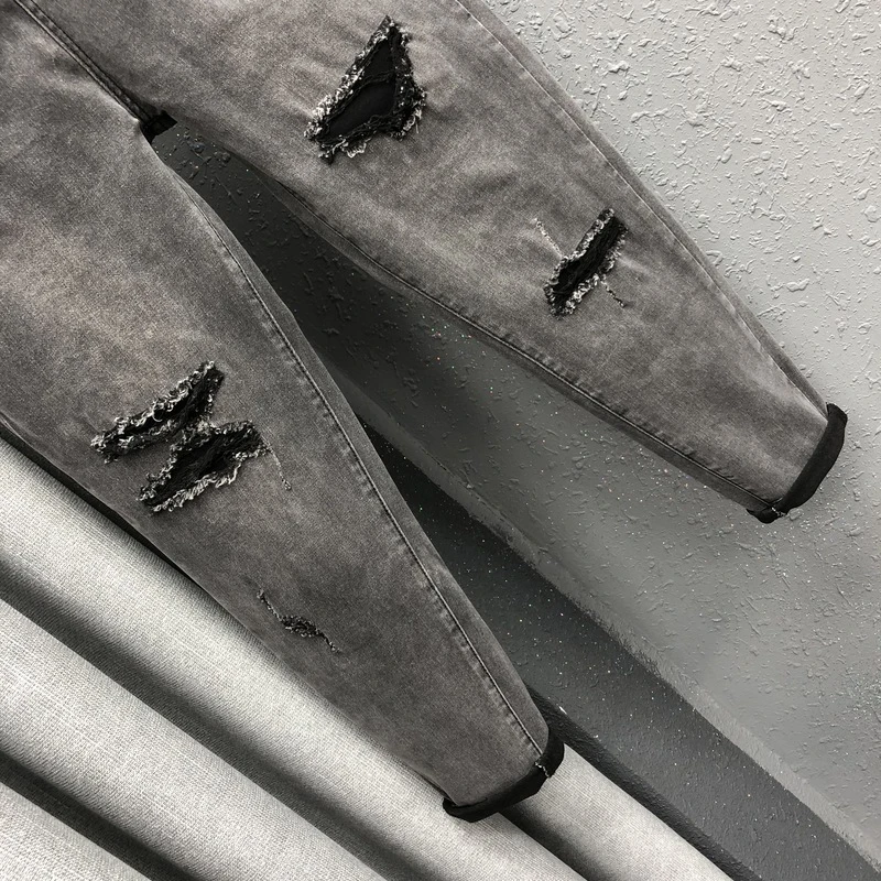 

SHENGPALAE Personality High Waisted Harlem Jeans Women's Spring 2021 New Hole Loose Slim Denim Harem Radish Pants Female 5B922