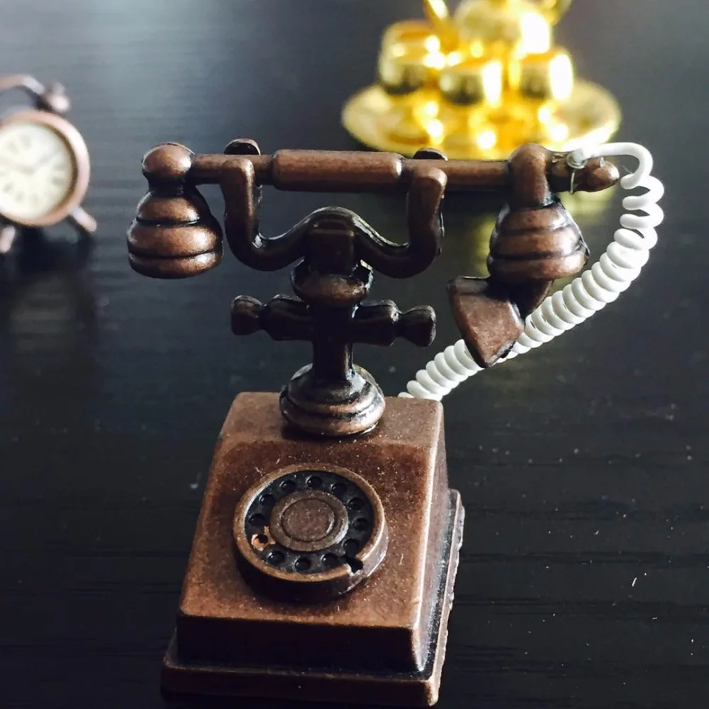 1:12 старомодный телефон кукольный домик миниатюрная винтажная домашняя